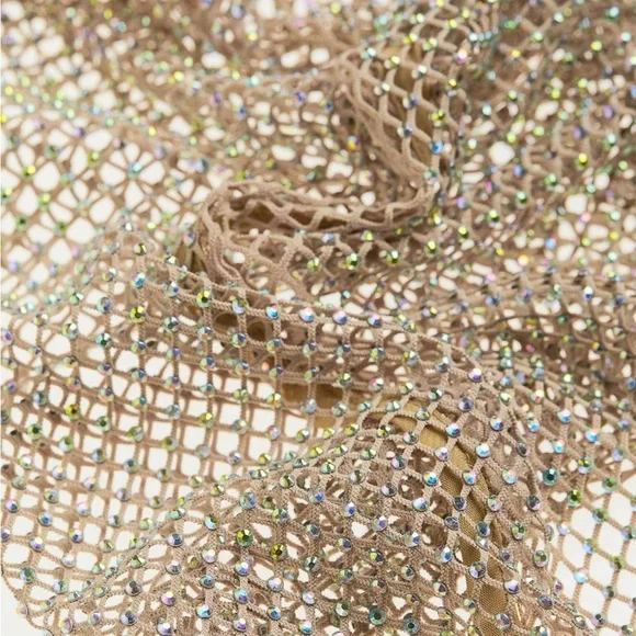 H&m - Sparkling Mesh Dress in Gold and Beige - XXL - NEW! - Picture 2 of 12